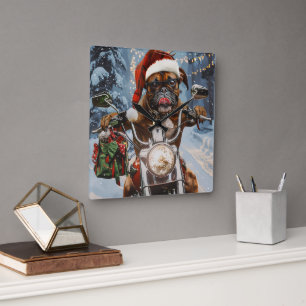 Horloge Carrée Boxer à moto Noël