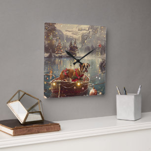 Horloge Carrée Boxer Christmas Festive Voyage