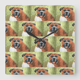 Horloge Carrée Boxer Dog Wall Clock, 27.3 cm Square Acrylic