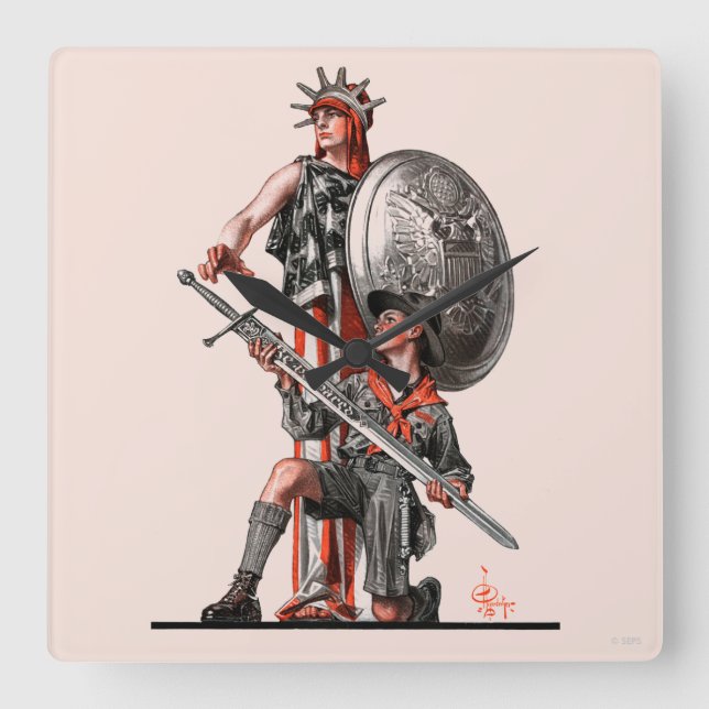 Horloge Carrée Boy Scout et Liberty (Recto)