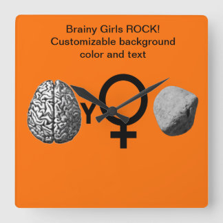 Horloge Carrée Brainy Girls Rock !