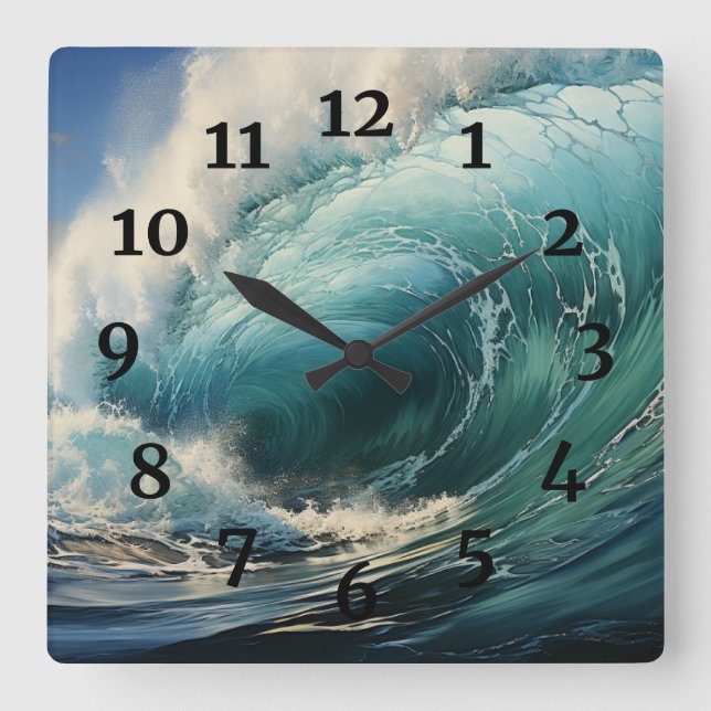 Horloge Carrée Breaking Surf Peinture (Recto)