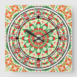 Horloge Carrée Bright Orange Green à la mode Bandana Shawl