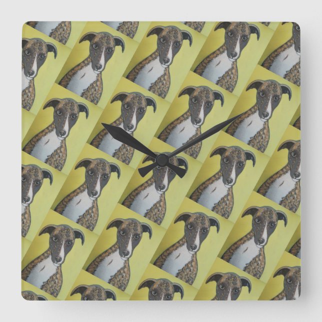 Horloge Carrée Brindle Greyhound Wall Clock (Recto)