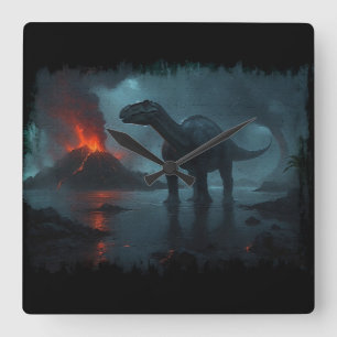 Horloge Carrée Brontosaurus Écologie amusante