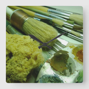 Horloge Carrée Brosses et peinture