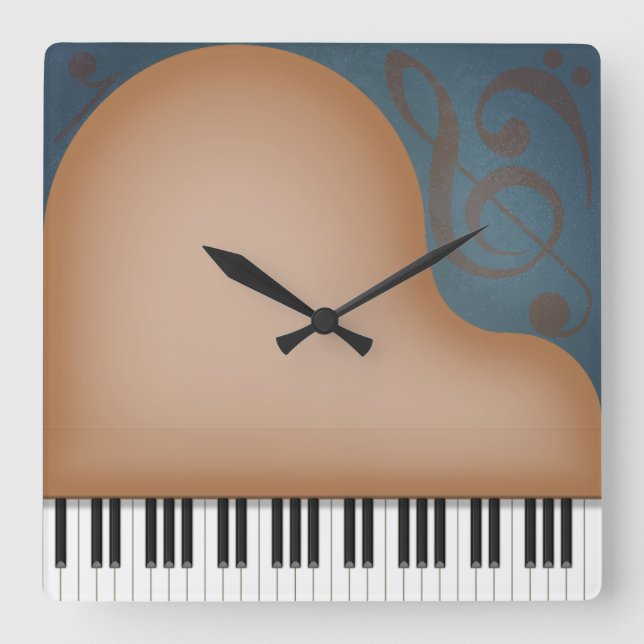 Horloge Carrée Brown Grand Piano Whimsical Music Lover (Recto)