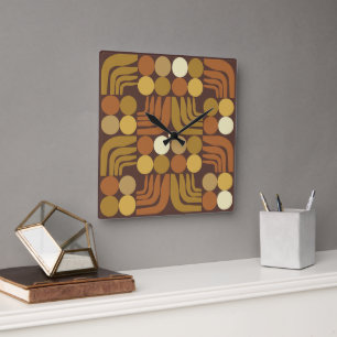 Horloge Carrée Brun foncé bohème