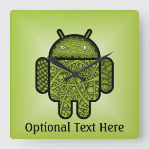 Horloge Carrée Bubbles Doodle Character for the Android™ robot