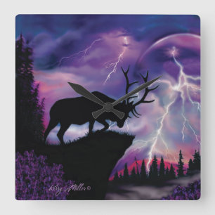 Horloge Carrée Bull Elk