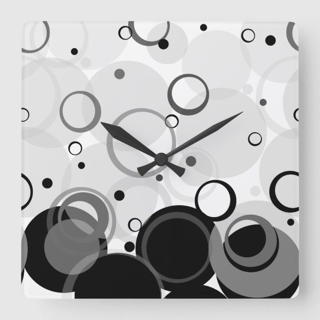 Horloge Carrée Bulles, Champagne [Danse Cercle] (Recto)