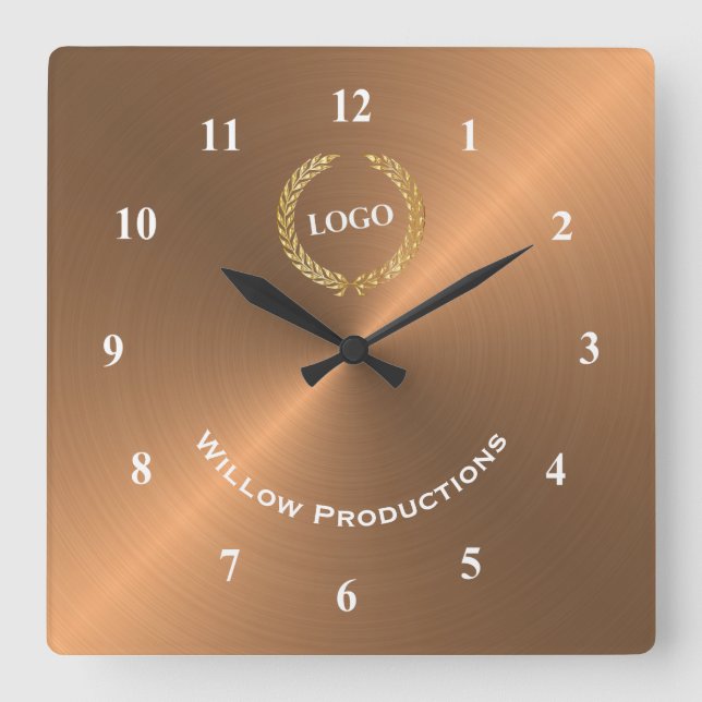 Horloge Carrée Business Logo Copper (Recto)