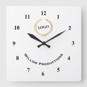 Horloge Carrée Business Logo Société