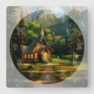 Horloge Carrée Cabin in the Woods