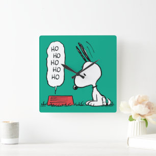 Horloge Carrée cacahuètes   Snoopy Ho Ho Ho Plat alimentaire