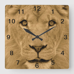 Horloge Carrée Cachette du mur du visage du lion animal