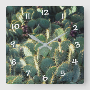 Horloge Carrée Cactus verts