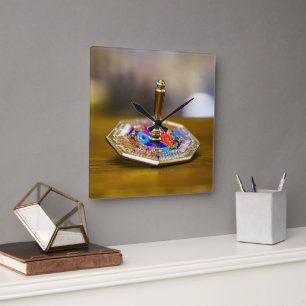 Horloge Carrée Cadeau de dreidel de Hanukkah SlipperyJoe à base o