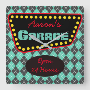 Horloge Carrée Cadeau d'horloge de garage de voiture personnalisé