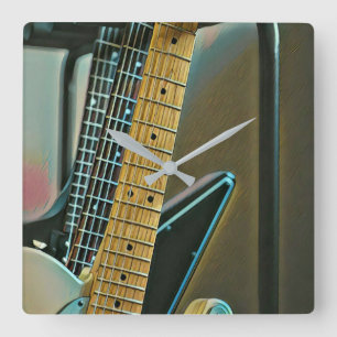 Horloge Carrée cadeau guitare pour fête des pères