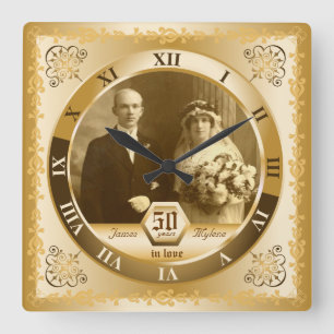 Horloge Carrée Cadeau personnalisable de photo d'anniversaire de