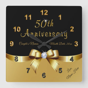 Horloge Carrée Cadeau personnalisé, 50 ans Anniversaire Cadeau po