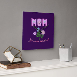 Horloge Carrée Cadeau personnalisé de la fête des mères