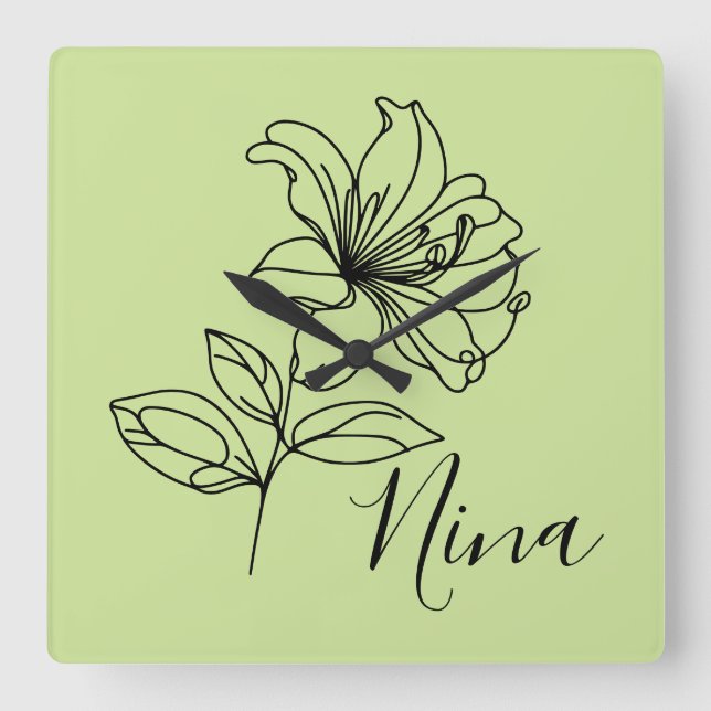 Horloge Carrée Cadeau personnalisé Juin Honeysucké Fleur de naiss (Recto)