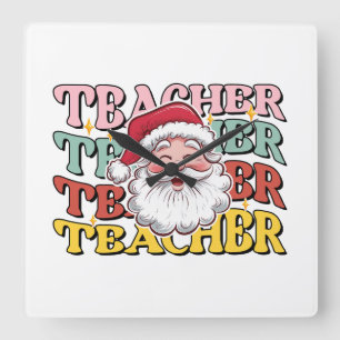 Horloge Carrée Cadeau pour Enseignant Père Noël Enseignant