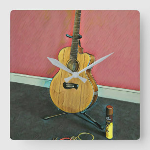 Horloge Carrée Cadeau pour musicien guitariste