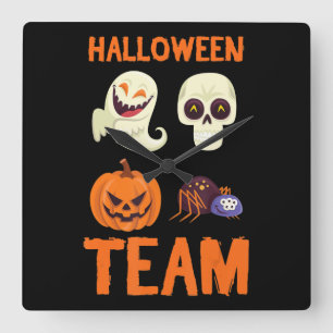 Horloge Carrée Cadeau Spider   Citrouille d'équipe d'Halloween Sp