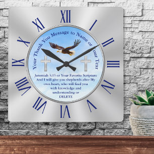 Horloge Carrée Cadeaux chrétiens personnalisés pour les pasteurs