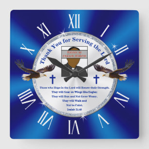 Horloge Carrée Cadeaux d'appréciation du pasteur créatif, Merci