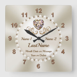 Horloge Carrée Cadeaux de douche de mariée personnalisés pour la 