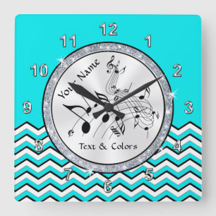 Horloge Carrée Cadeaux de notes de musique personnalisés, horlog
