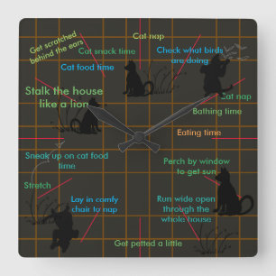 Horloge Carrée Cadeaux drôles mignons de chat d'activités de