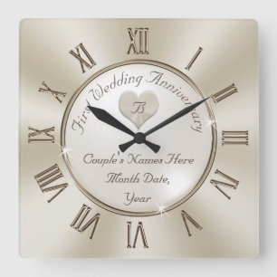 Horloge Carrée Cadeaux d'un an pour un Mariage