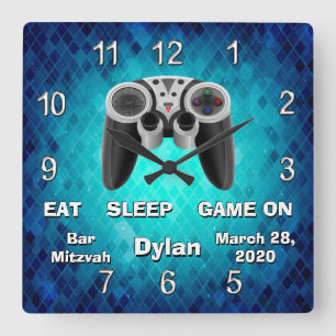 Horloge Carrée Cadeaux Gamer Personnalisables, Cadeaux Bar Mitzva
