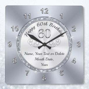 Horloge Carrée Cadeaux personnalisés pour une femme de 60 ans