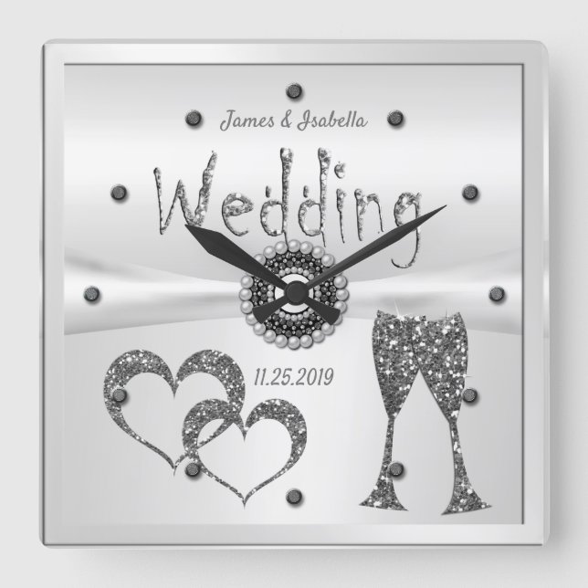 Horloge Carrée Cadeaux pour l'anniversaire du mariage pour les co (Recto)