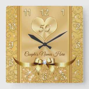 Horloge Carrée Cadeaux pour le 50e anniversaire de Mariage pour l