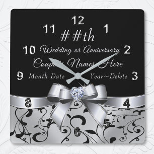 Horloge Carrée Cadeaux pour les 10e, 25e, 60e anniversaires ou TO