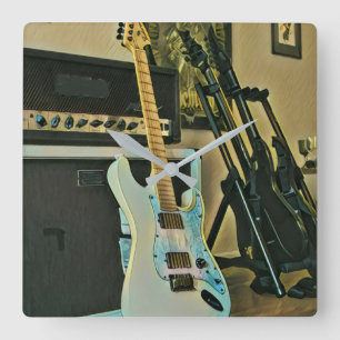 Horloge Carrée Cadeaux pour les amateurs de guitare