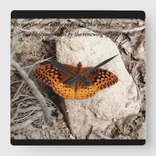 Horloge Carrée Cadran d'horloge inspiration papillon