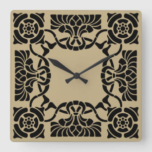 Horloge Carrée Cadran Inspiré de l'Art Nouveau