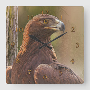 HORLOGE CARRÉE CADRAN MURAL CARRÉ « VOYAGER » AIGLE ROYAL