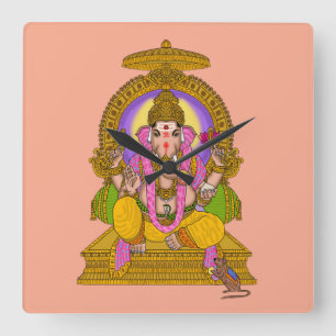 Horloge Carrée Cadran mural Ganesha