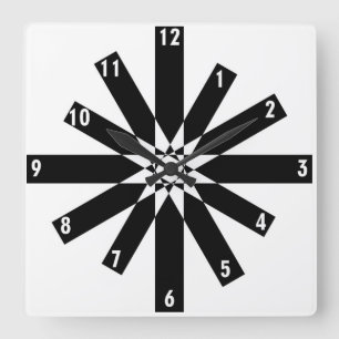 Horloge Carrée cadran noir signes blancs