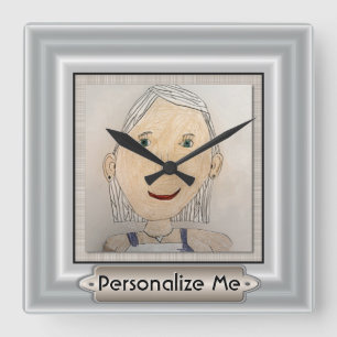 Horloge Carrée Cadre personnalisé pour ajouter votre art ou votre