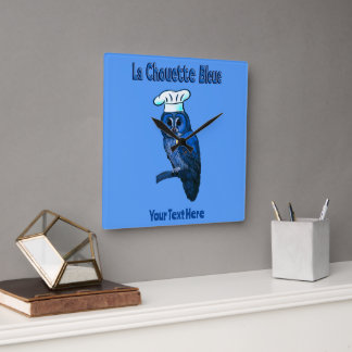 Horloge Carrée Café La Chouette Bleue